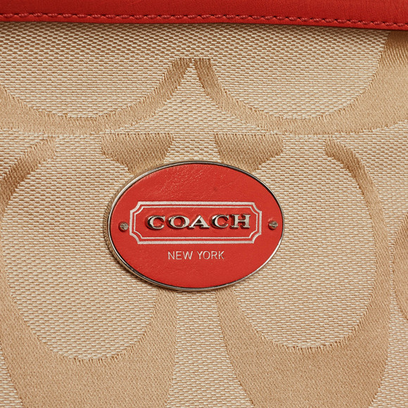 COACH Orange/Beige Signature Canvas and Leather Haley Satchel - Picture 5 of 8